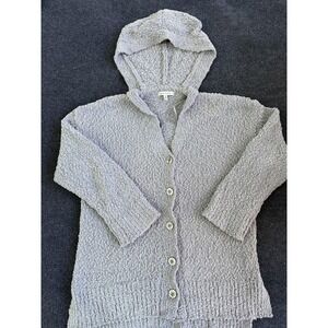 Grey & Gray Cardigan Sweater Womens Medium Gray Hooded Button Chunky-Knit